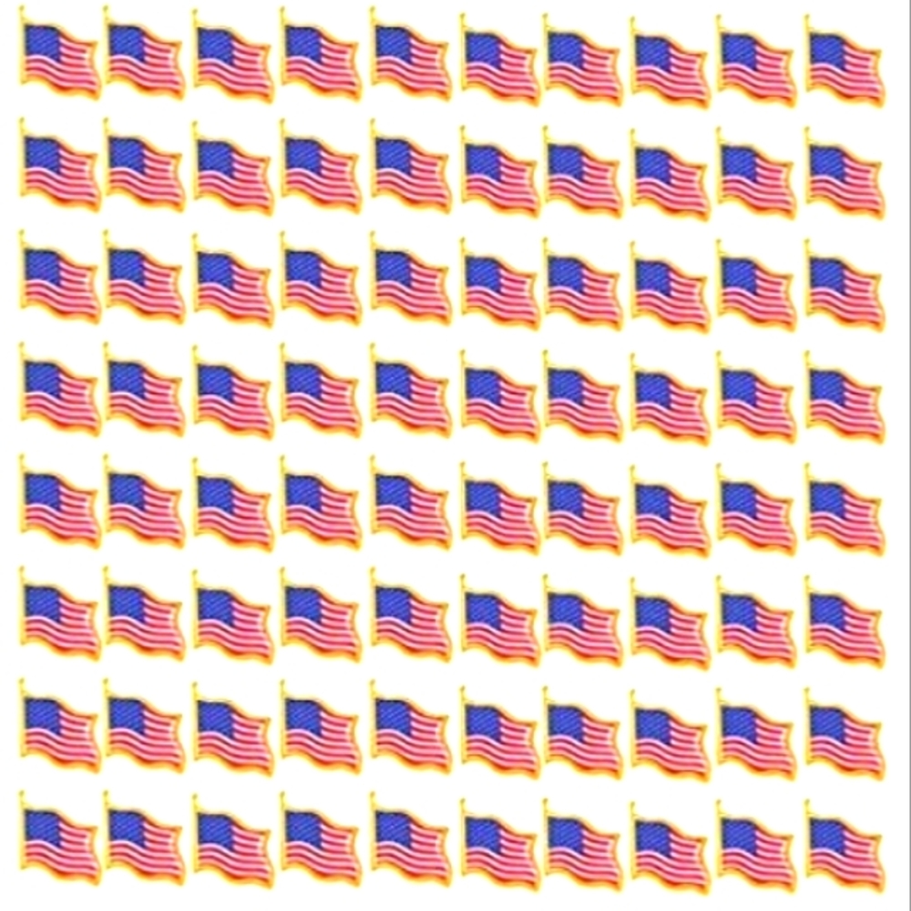 100 Piece Wave American Flag Lapel Pins NWT